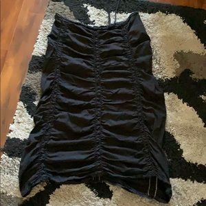 long black mall goth ruched utility skirt